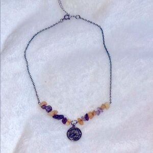 Scorpio zodiac horoscope necklace with amethyst stones